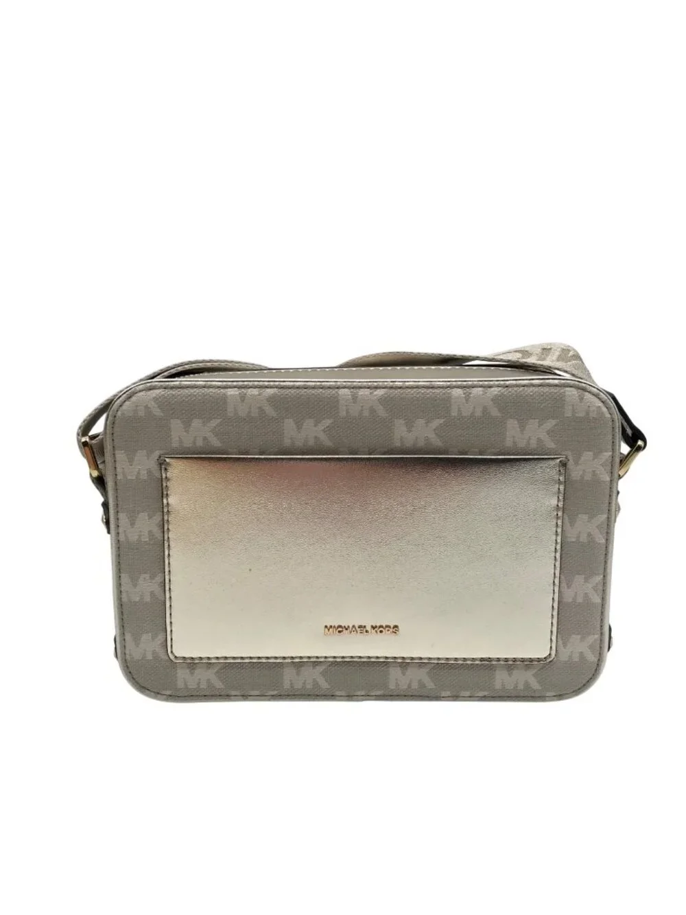 Michael Kors Metallic Gold Fabric Maeve Small East West Pocket bag